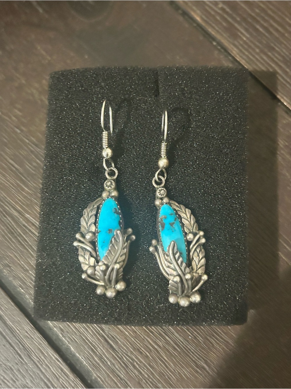 Turquoise Stone Leaf Dangle Earrings - Silver-Tone Women's Jewelry